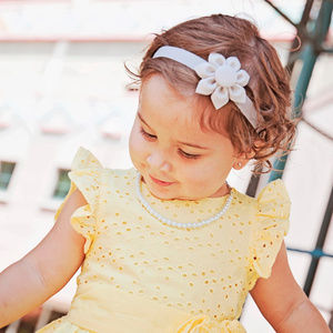 Ash Gray Fabric Flower Hair Clip, Pony, Headba